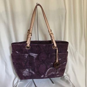 Michael Kors Sueded Snakeskin Print Tote